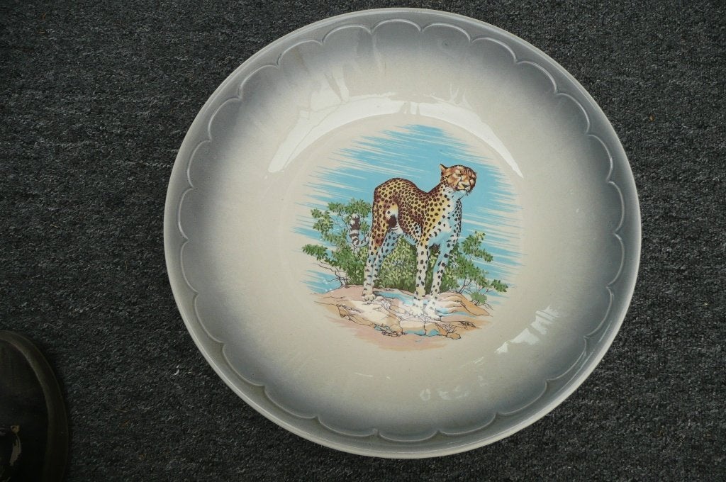 Ceramica Varm Italy: keramische schaal met luipaard  (453), Ophalen of Verzenden