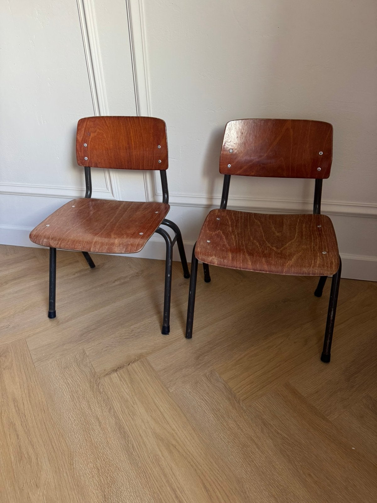 2 Vintage kinder schoolstoeltjes, Ophalen, Gebruikt, Stoel(en)