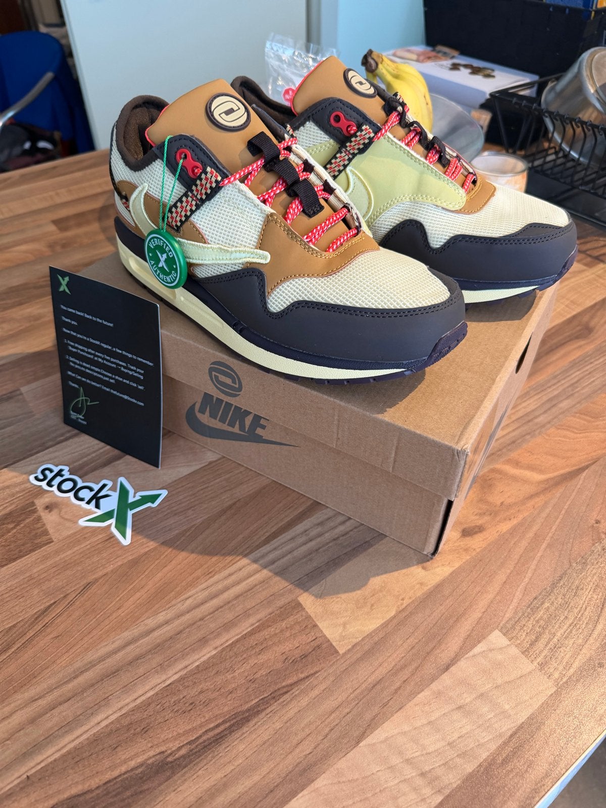 Nike Air Max 1 x Travis Scott Cactus Jack Baroque Brown, Kleding | Heren, Schoenen, Ophalen of Verzenden, Nieuw, Bruin, Sneakers of Gympen