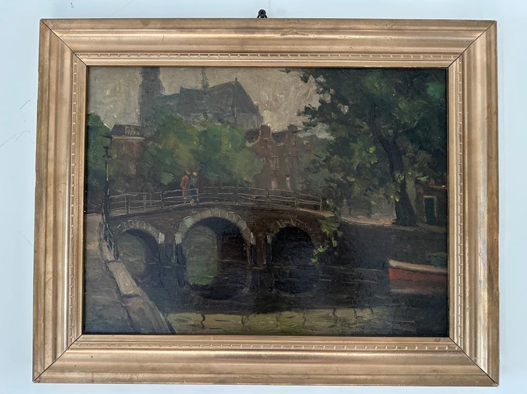 Antiek Amsterdams olieverfschilderij, Ophalen of Verzenden