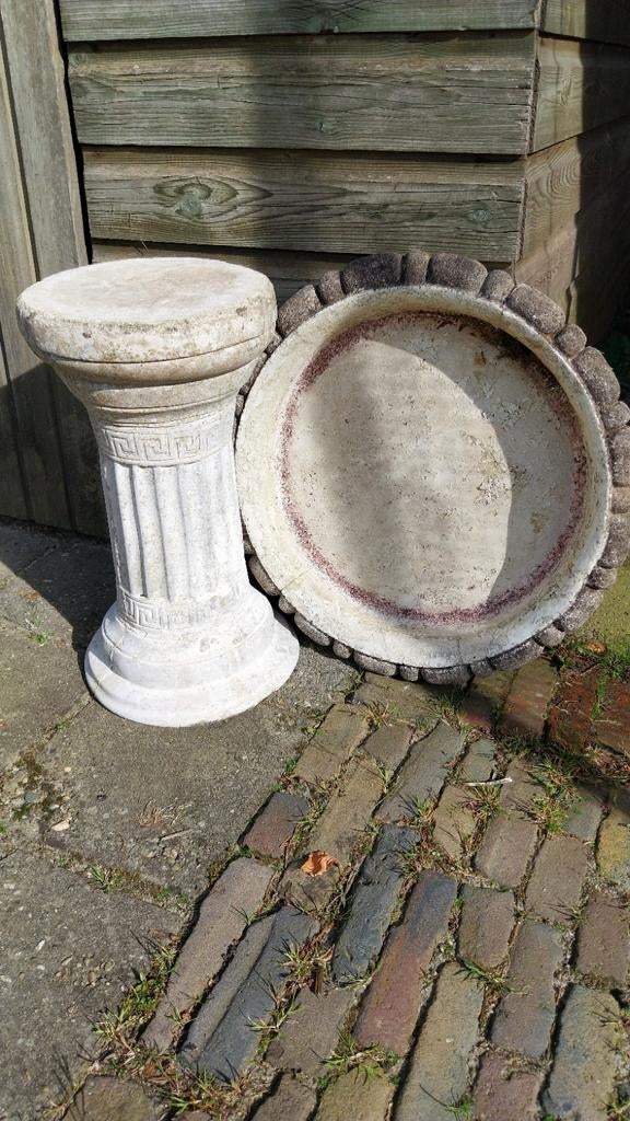Decoratieve waterbak voor vogels op zuil, Ophalen of Verzenden