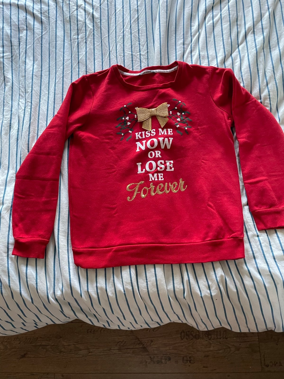 Foute rode kersttrui "Kiss Me Now or Lose Me Forever", Kleding | Dames, Truien en Vesten, Ophalen of Verzenden, Gedragen, Maat 36 (S)