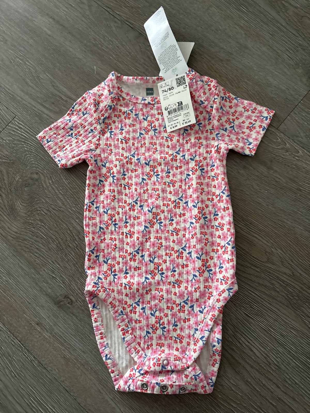 Nieuw HEMA Rompertje met Bloemenprint Maat 74/80, Kinderen en Baby's, Babykleding | Maat 74, Nieuw, Meisje, Ophalen of Verzenden