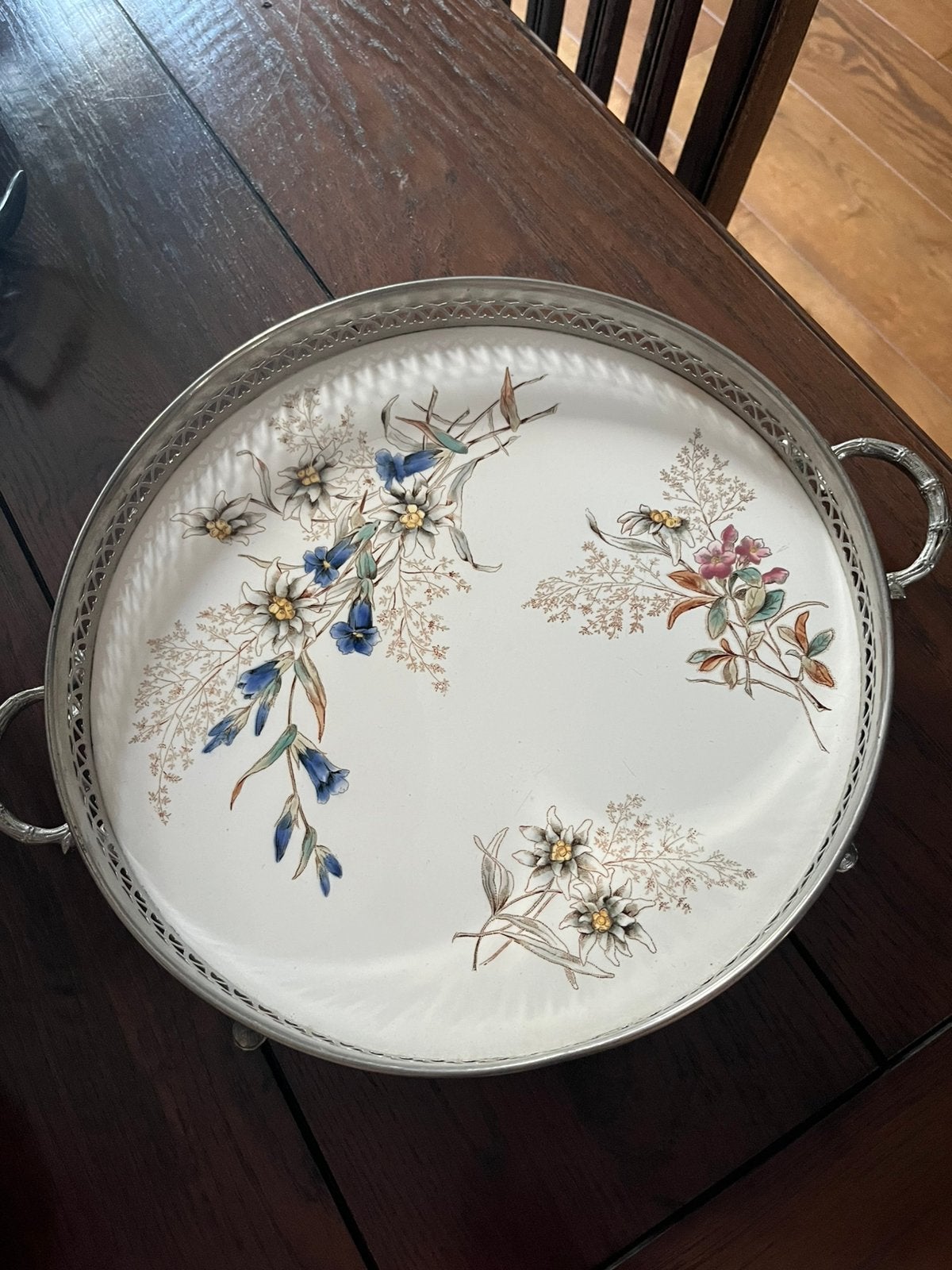Antiek serveerblad, Huis en Inrichting, Woonaccessoires | Dienbladen, Ophalen of Verzenden, Zo goed als nieuw, Rond, Metaal