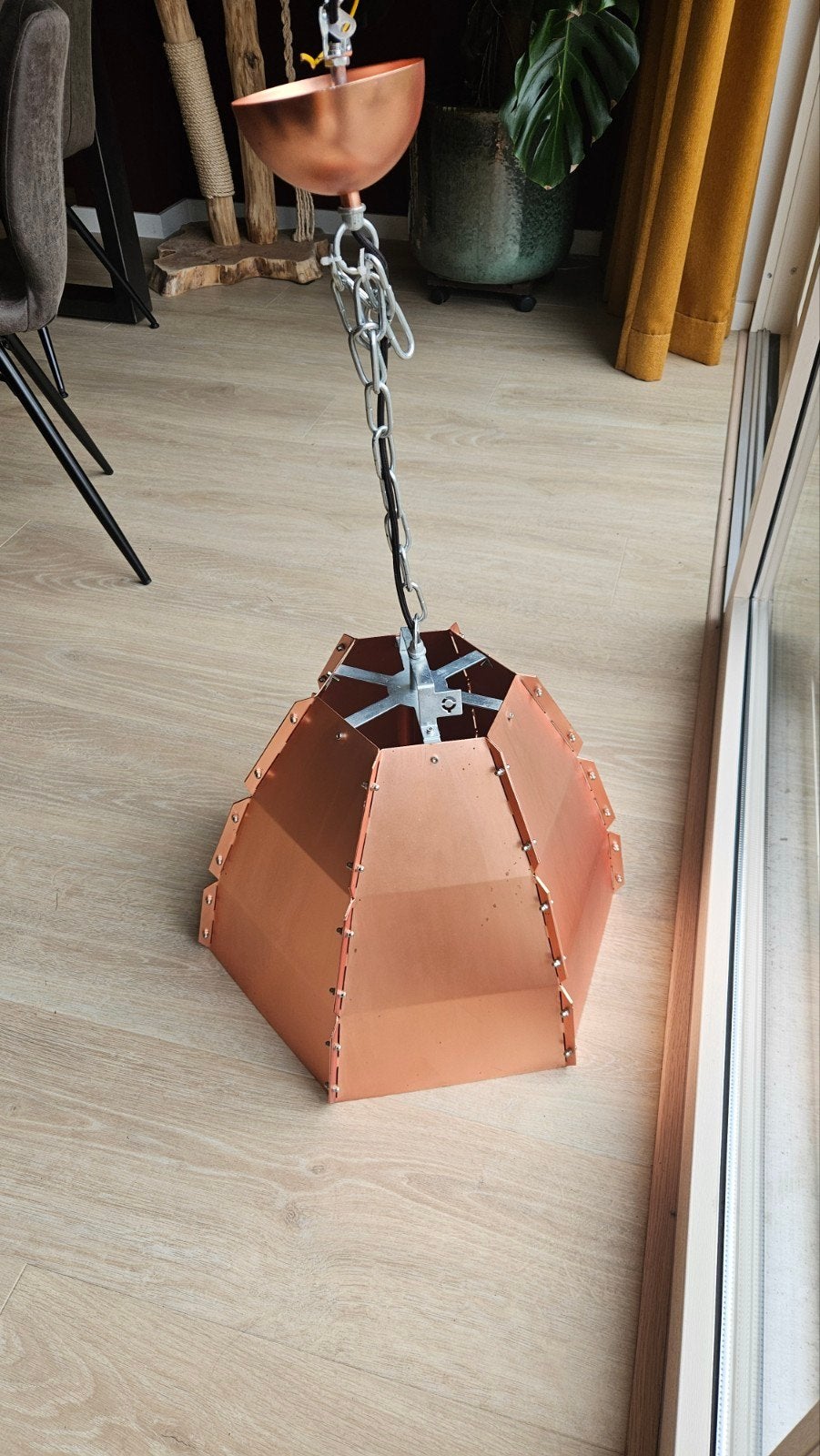 Design hanglamp koper Niro, Ophalen, Gebruikt, 50 tot 75 cm, Metaal