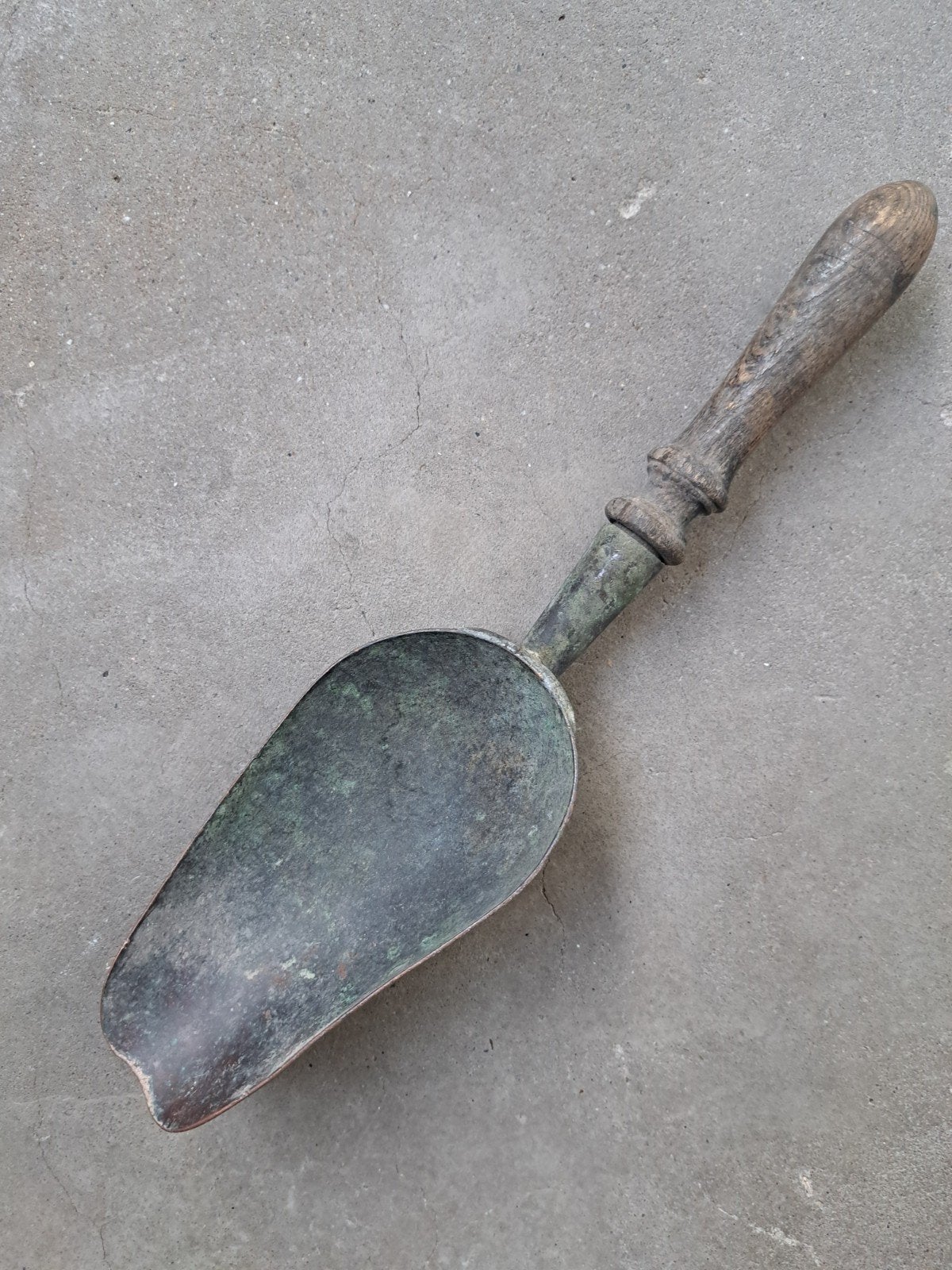 Antieke koperen kolenschep gruttersschep mooie patina, Antiek en Kunst, Ophalen of Verzenden