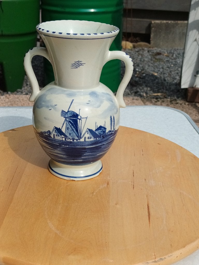 Delfts blauwe bloemenvaas - 21 cm hoog, Antiek en Kunst, Antiek | Keramiek en Aardewerk, Ophalen of Verzenden