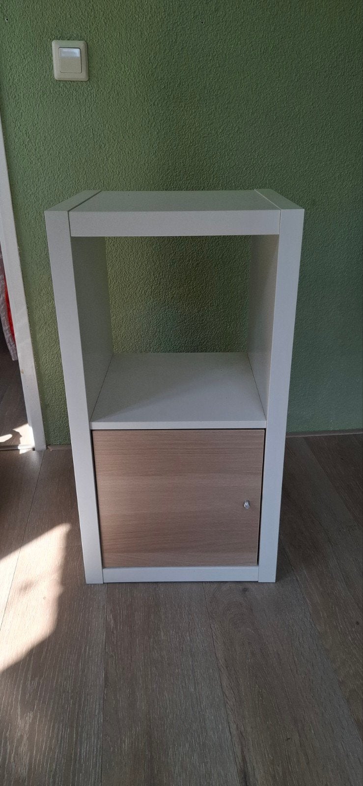 Ikea Kallax 2-vaks kast met beuken inzet deurtje, Huis en Inrichting, Ophalen, Gebruikt