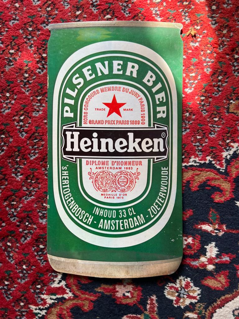 Oude Heneiken karton dubbelzijdig, Verzamelen, Merken en Reclamevoorwerpen, Ophalen of Verzenden, Gebruikt, Reclamebord