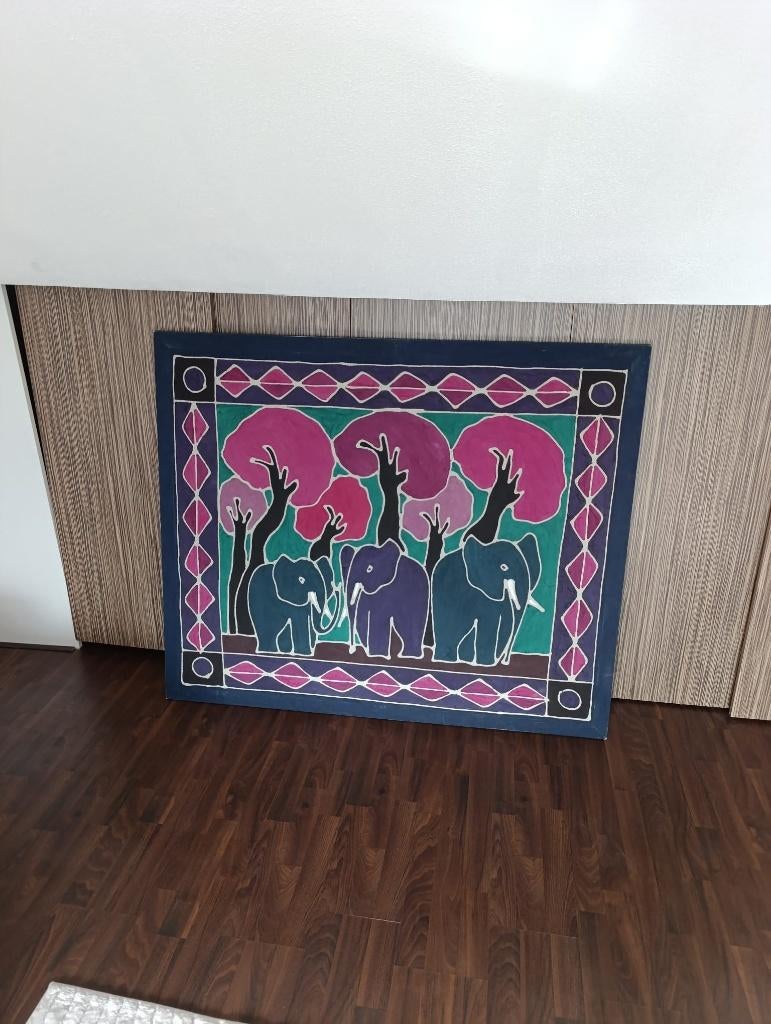 Groot Authentiek Handgemaakt Batik Wanddoek, Ophalen of Verzenden