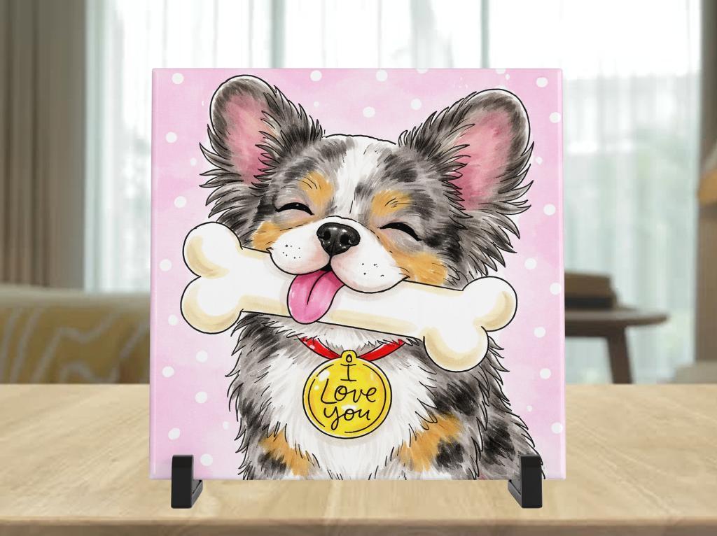 Fluffy Franse Bulldog Tegel - Blond stijl, Verzenden, Nieuw
