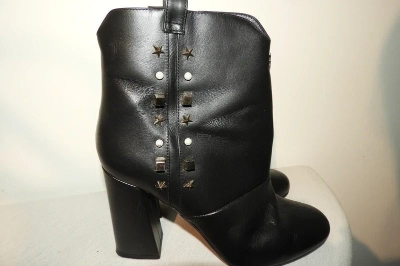 Patrizia Pepe laarsjes studs zijkanten zwart leer mt 40, Verzenden, Zwart, Lage of Enkellaarzen, Zo goed als nieuw