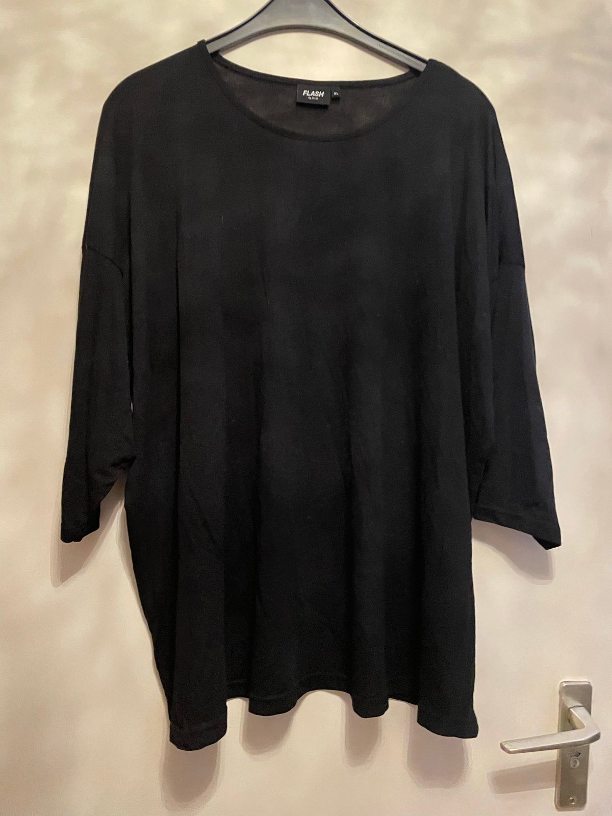 Zwart T-shirt met 3/4 mouwen - Flash by Zizzi - Maat XL, Ophalen of Verzenden, Gedragen, Zwart, Shirt of Top