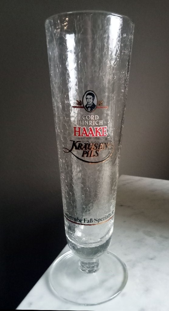 2 Haake Beck Kräusen Pils 0,3L VINTAGE bierglazen., Ophalen of Verzenden, Zo goed als nieuw, Glas of Glazen, Overige merken