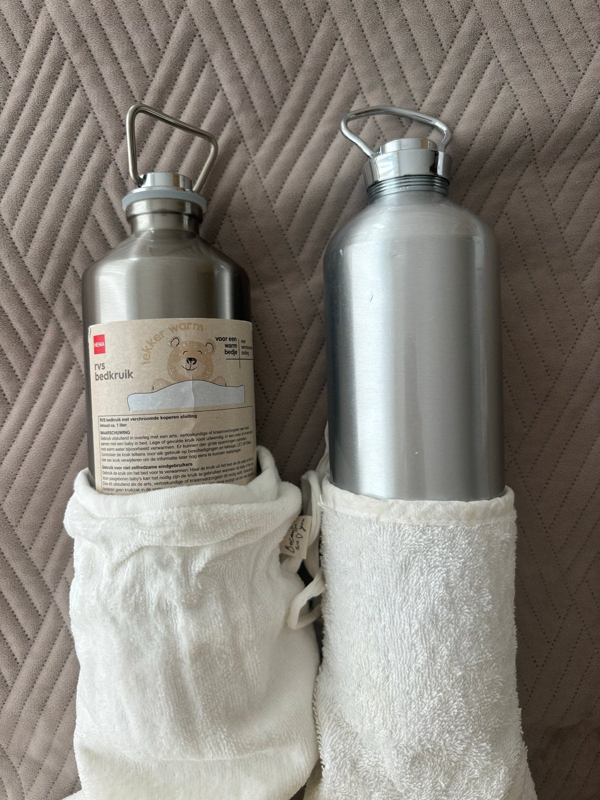 Thermosflessen / kruiken voor babybedje (2 stuks), Ophalen of Verzenden, Gebruikt