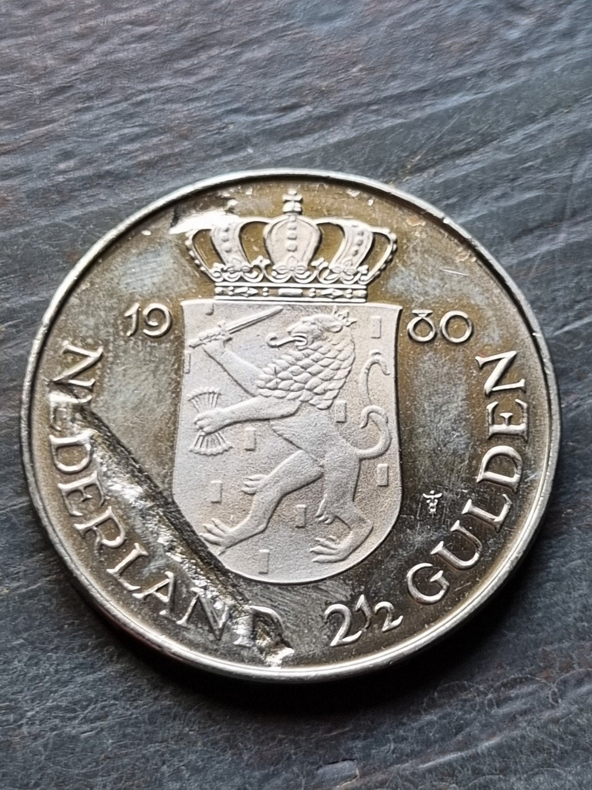 Rijksdaalder 1980 dubbelkop misslag, Postzegels en Munten, Munten | Nederland, Ophalen of Verzenden, Koningin Juliana, 2½ gulden