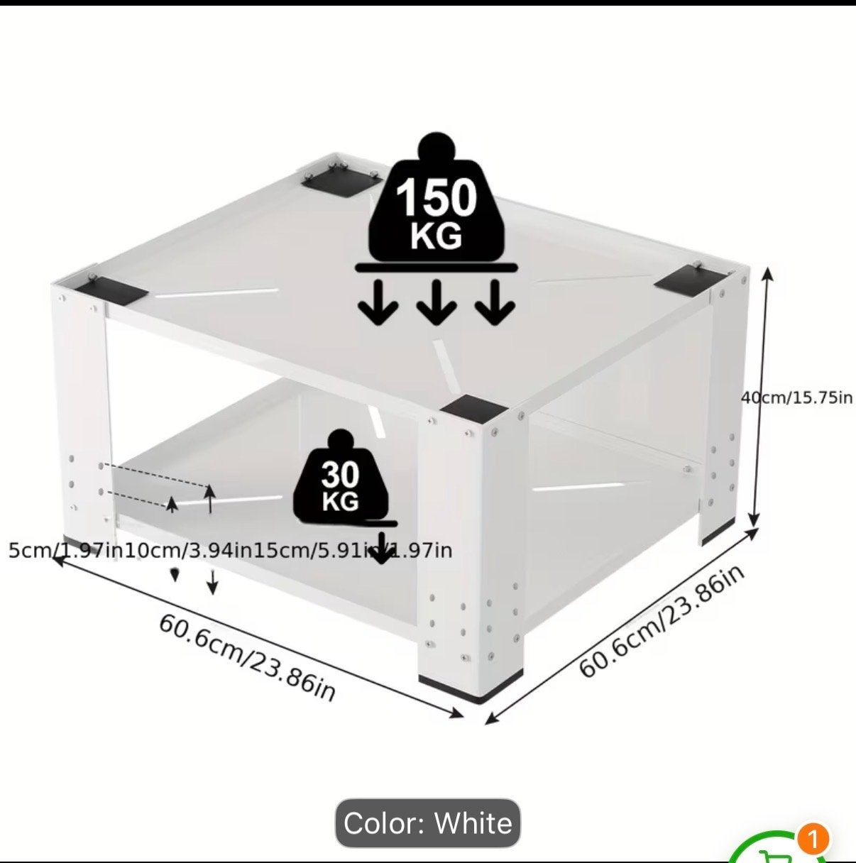 Wasmachine Verhoger / Salontafel 60x60x40 cm Wit Nieuw, Witgoed en Apparatuur, Onderdelen en Toebehoren, Ophalen, Nieuw