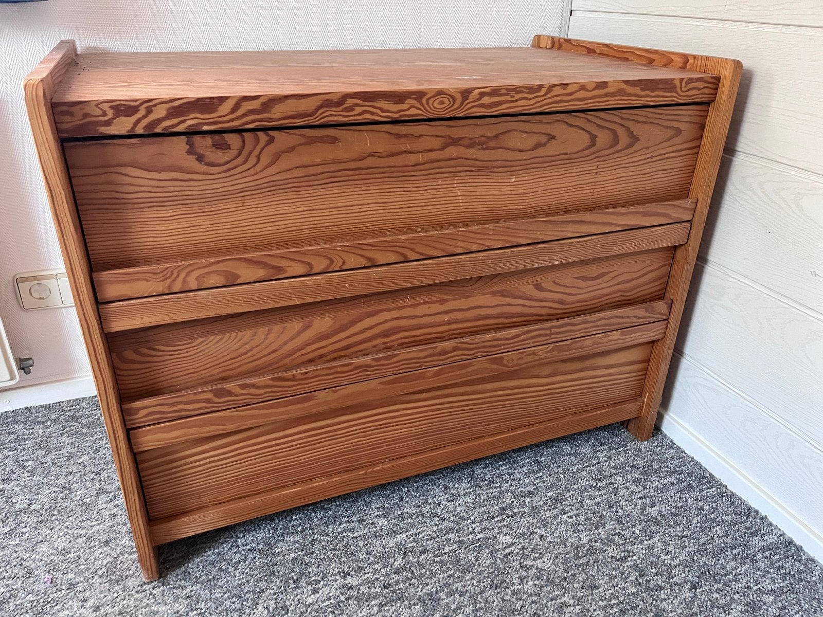 Grenenhouten ladekast / commode met 3 laden, Ophalen, Gebruikt, 50 tot 100 cm, 3 of 4 laden
