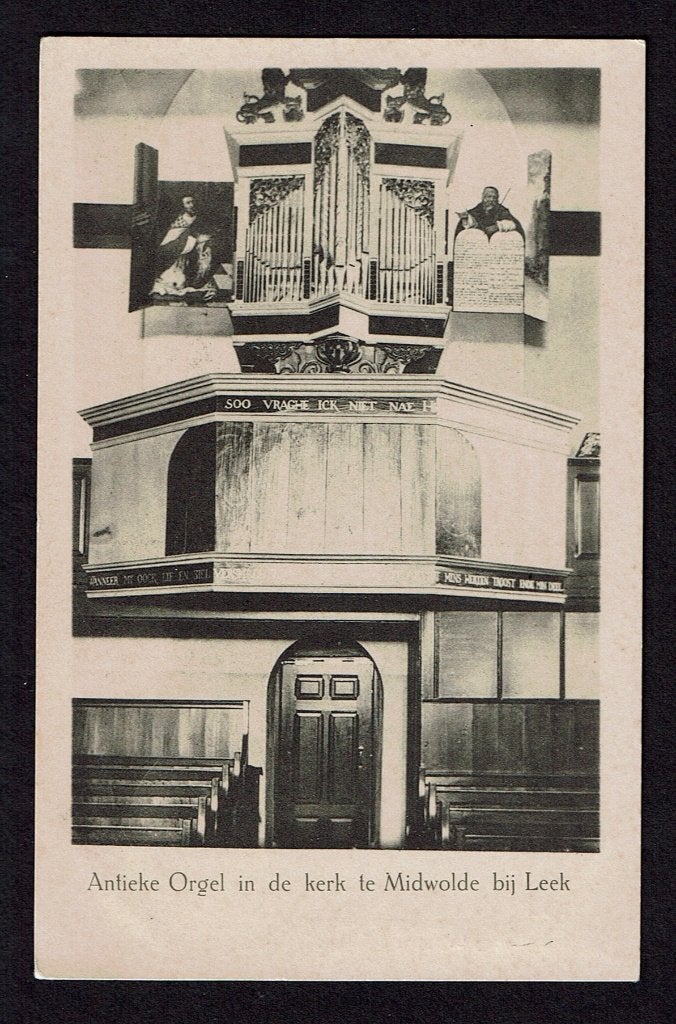 Antieke Orgel in de kerk te Midwolde bij Leek Groningen, Ophalen of Verzenden, Voor 1920, Gelopen, Groningen