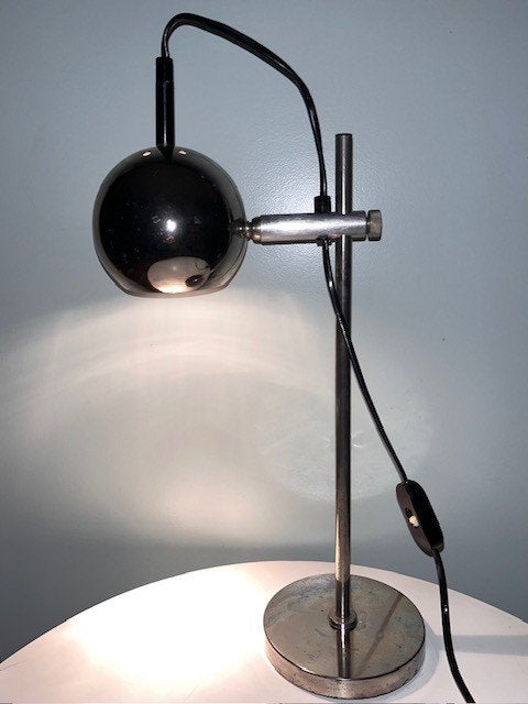 Chroom eyeball spot tafellamp/ desk lamp, Ophalen of Verzenden, Gebruikt, Metaal, Minder dan 50 cm
