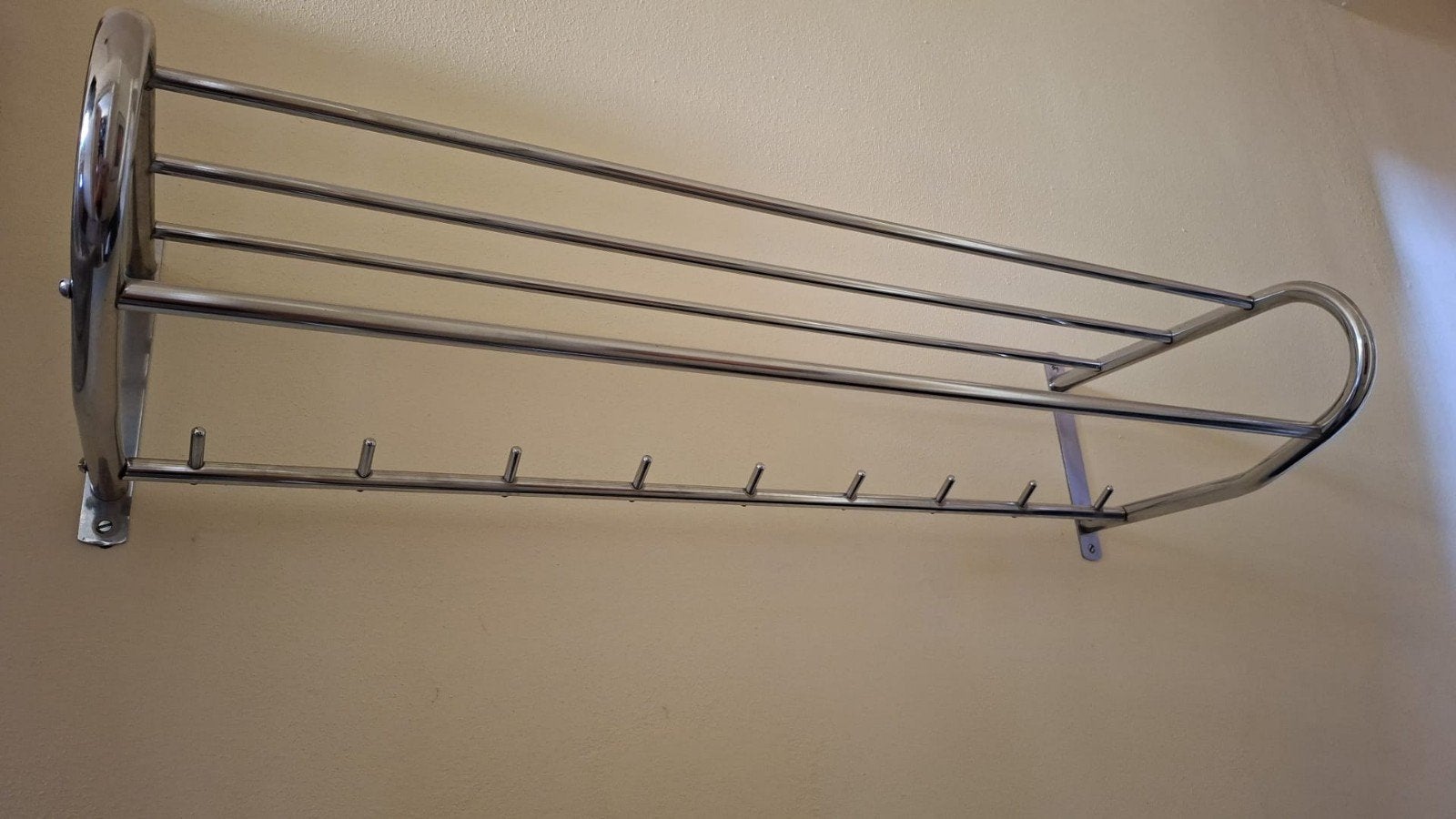 Art Deco Wandkapstok - Chroom, 102 cm breed en parapluhouder, Gebruikt, 100 tot 150 cm, Metaal, Ophalen