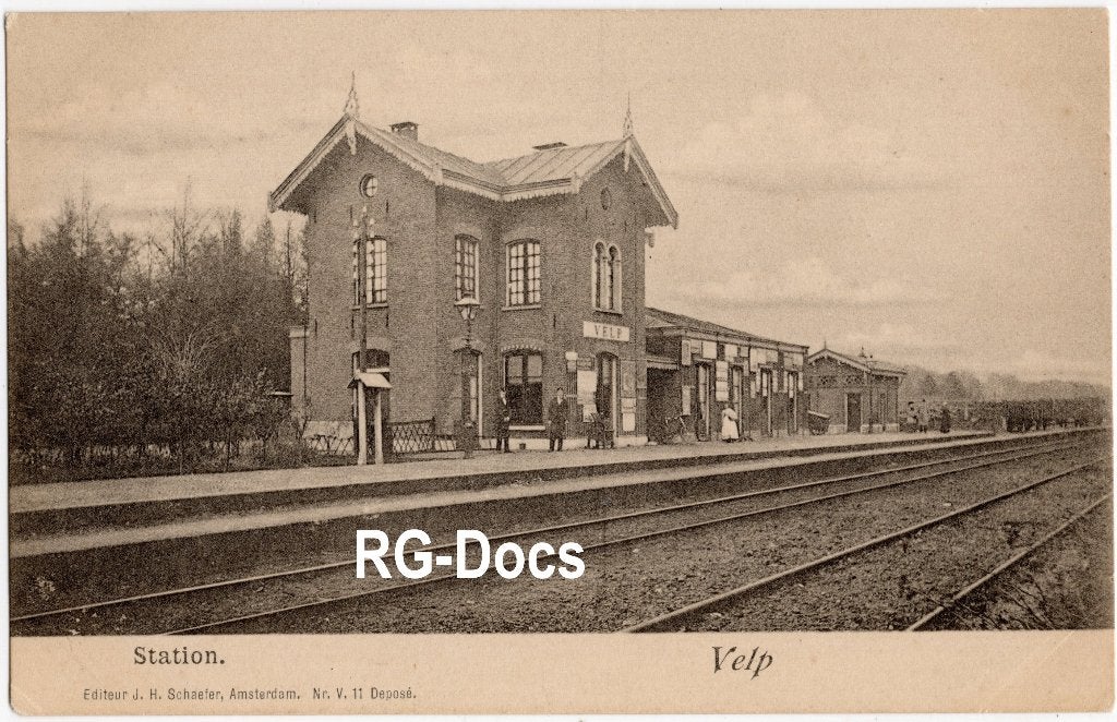 Ansichtkaart - Briefkaart Trein Station Velp ca. 1905, Ophalen of Verzenden, Voor 1920, Gelopen, Gelderland