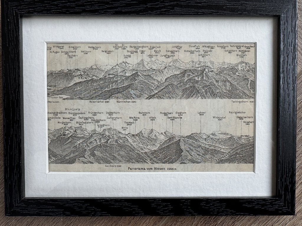 100+ Panorama vom Niessen Junkfrau/eiger P0654-12, Ophalen of Verzenden, Gravure, 1900 - 1949
