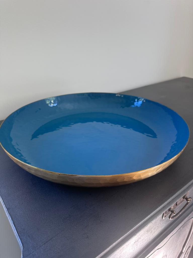 Grote Pip studio schaal blauw en goud, Ophalen, Gebruikt, Rond, Porselein of Keramiek