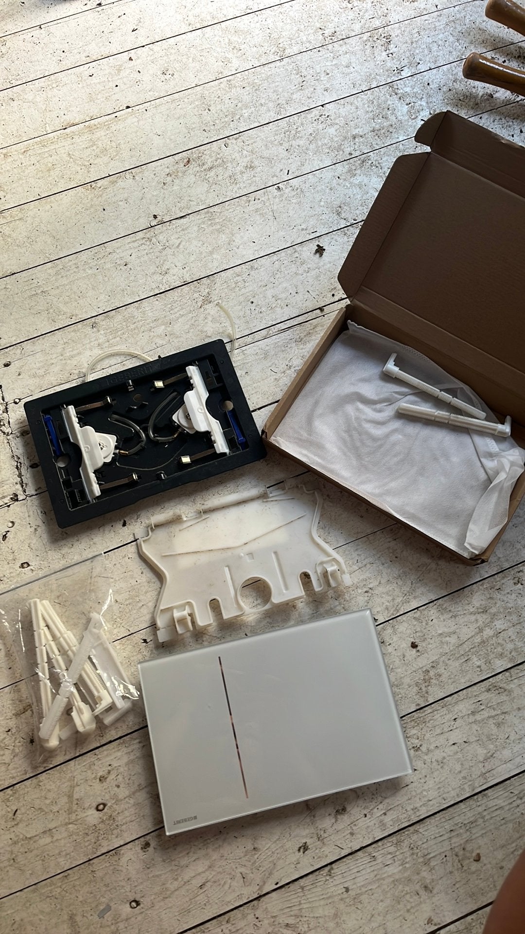 Glazen geberit drukplaat voor toilet, Ophalen of Verzenden, Gebruikt, Glas, Toilet