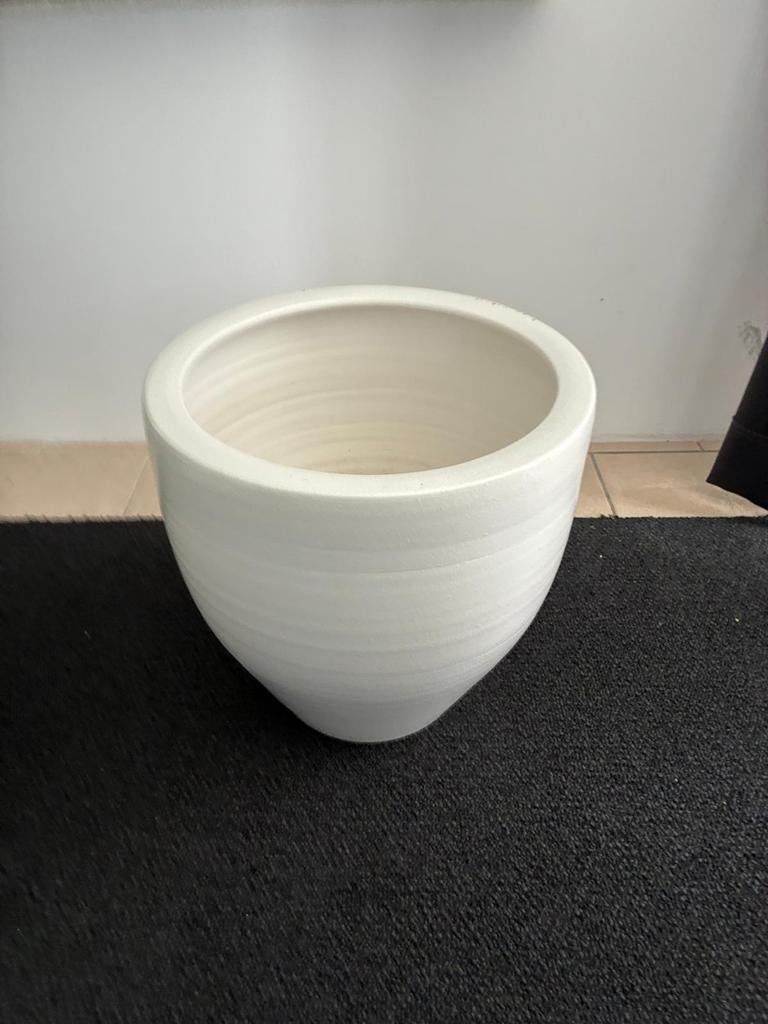 Witte Bloempot, Ophalen, Gebruikt, Rond, Aardewerk