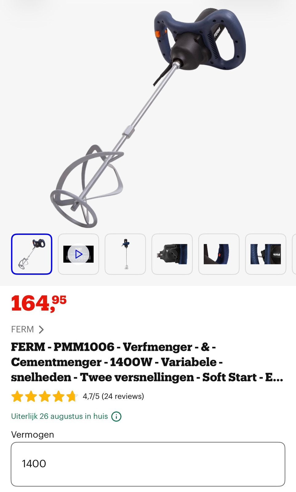 FERM PMM1006 verf en cementmixer, Ophalen of Verzenden, Zo goed als nieuw