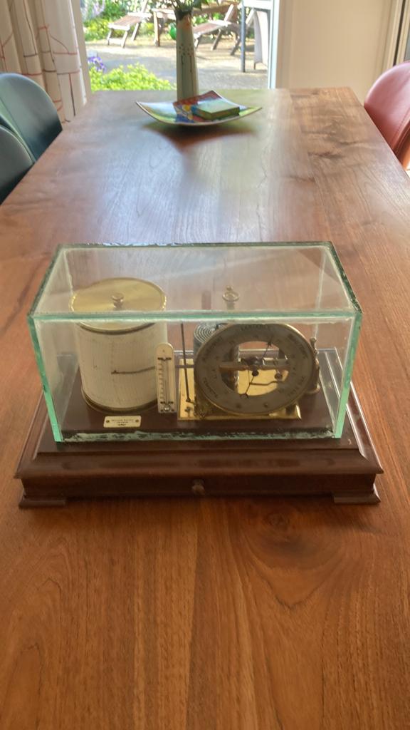 Antiek Weerstation met Barometer en Thermometer, Ophalen of Verzenden, Gebruikt, Weerstation