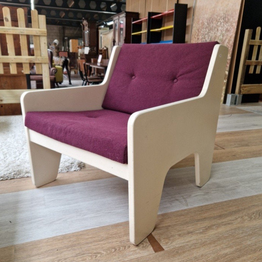 Vintage Sitwell Palty fauteuil met bordeauxrode kussens, Ophalen of Verzenden