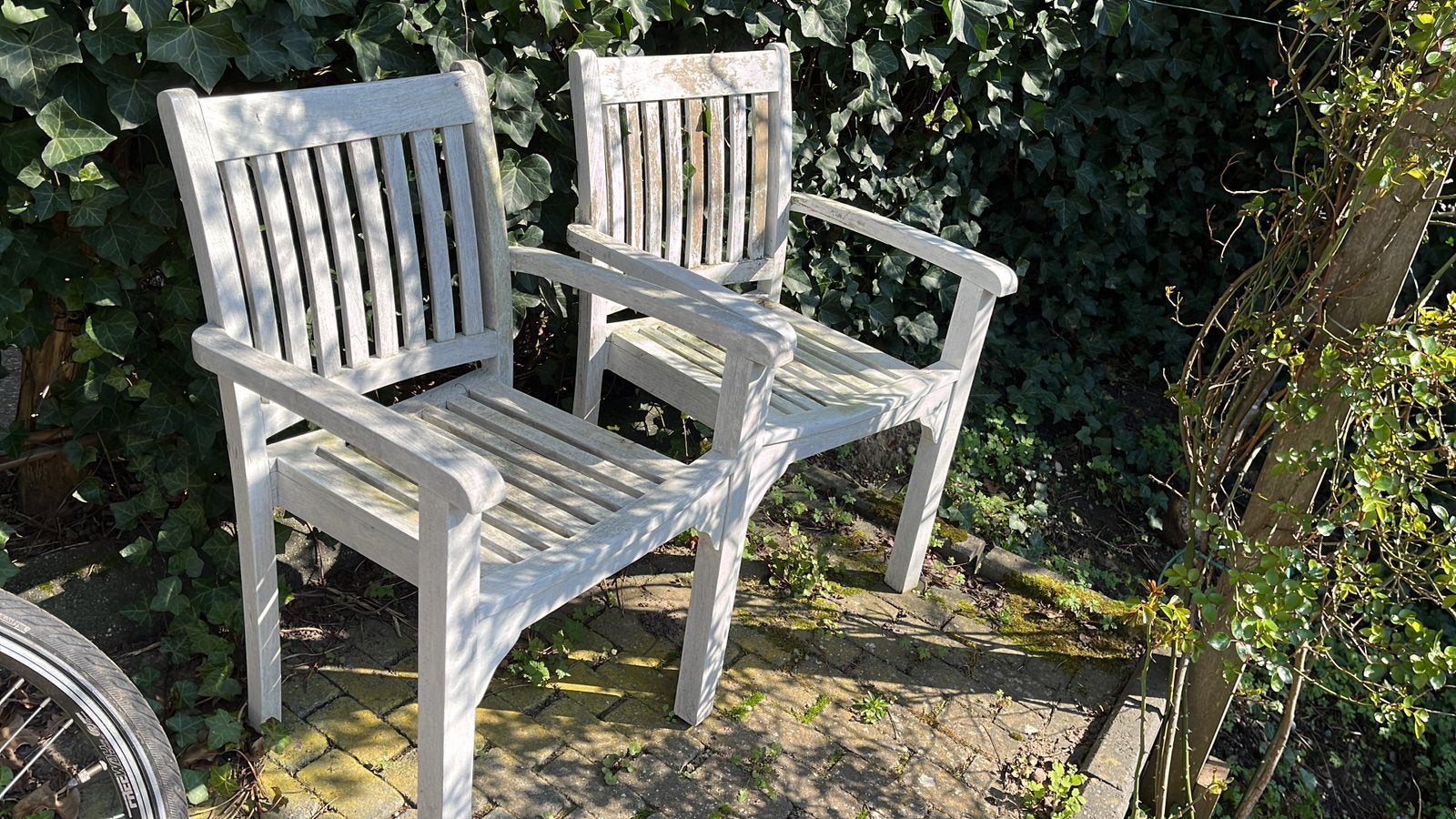 Hardhouten tuinset, Ophalen, Zo goed als nieuw, Hout, 2 zitplaatsen
