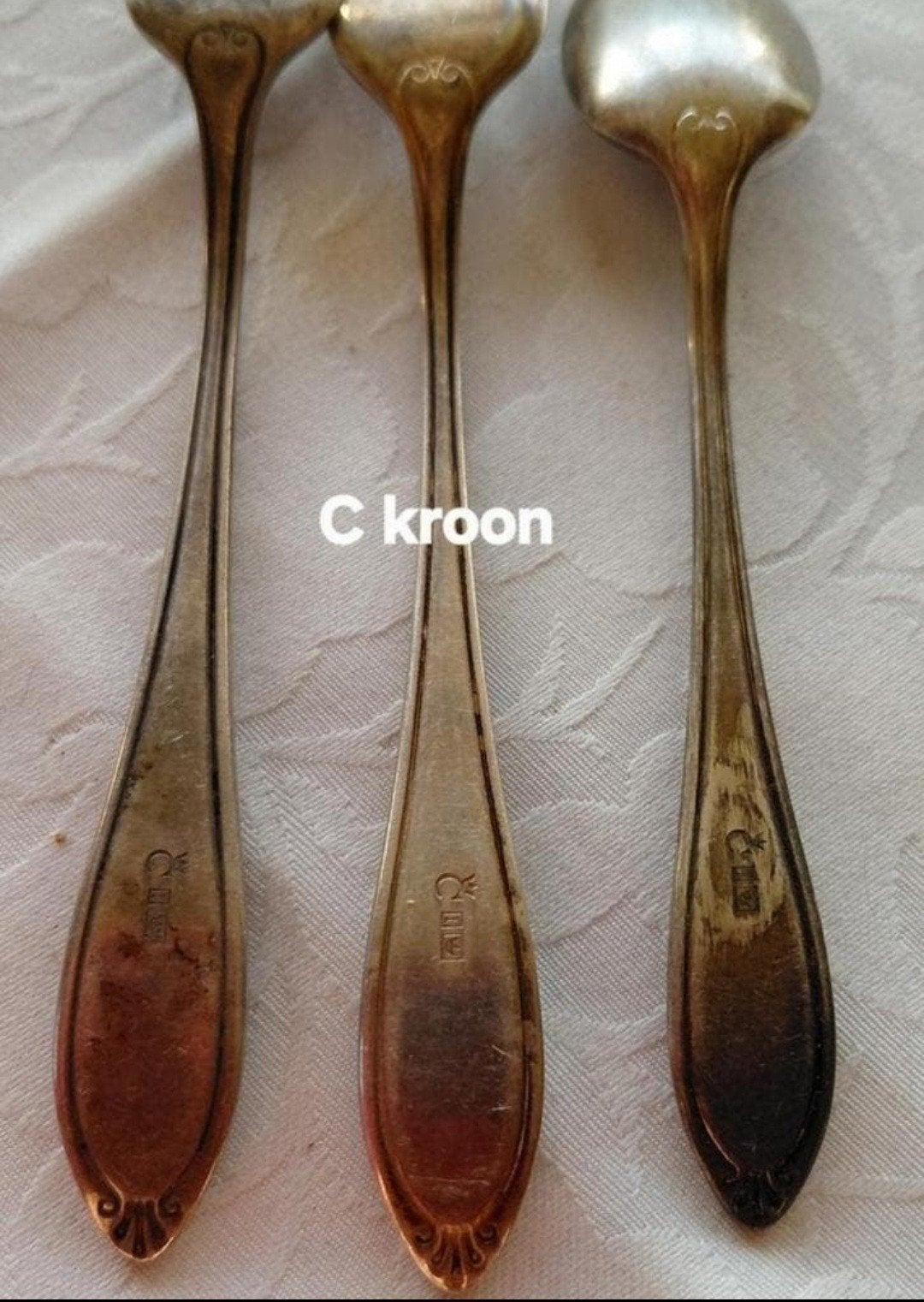C L Croon Chistofle verzilverde vorkjes lepel, Antiek en Kunst, Ophalen of Verzenden