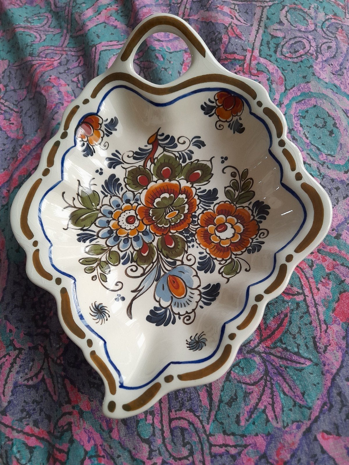 Flora Keramiek Delfts Polychroom Handwerk Schaal, Antiek en Kunst, Ophalen