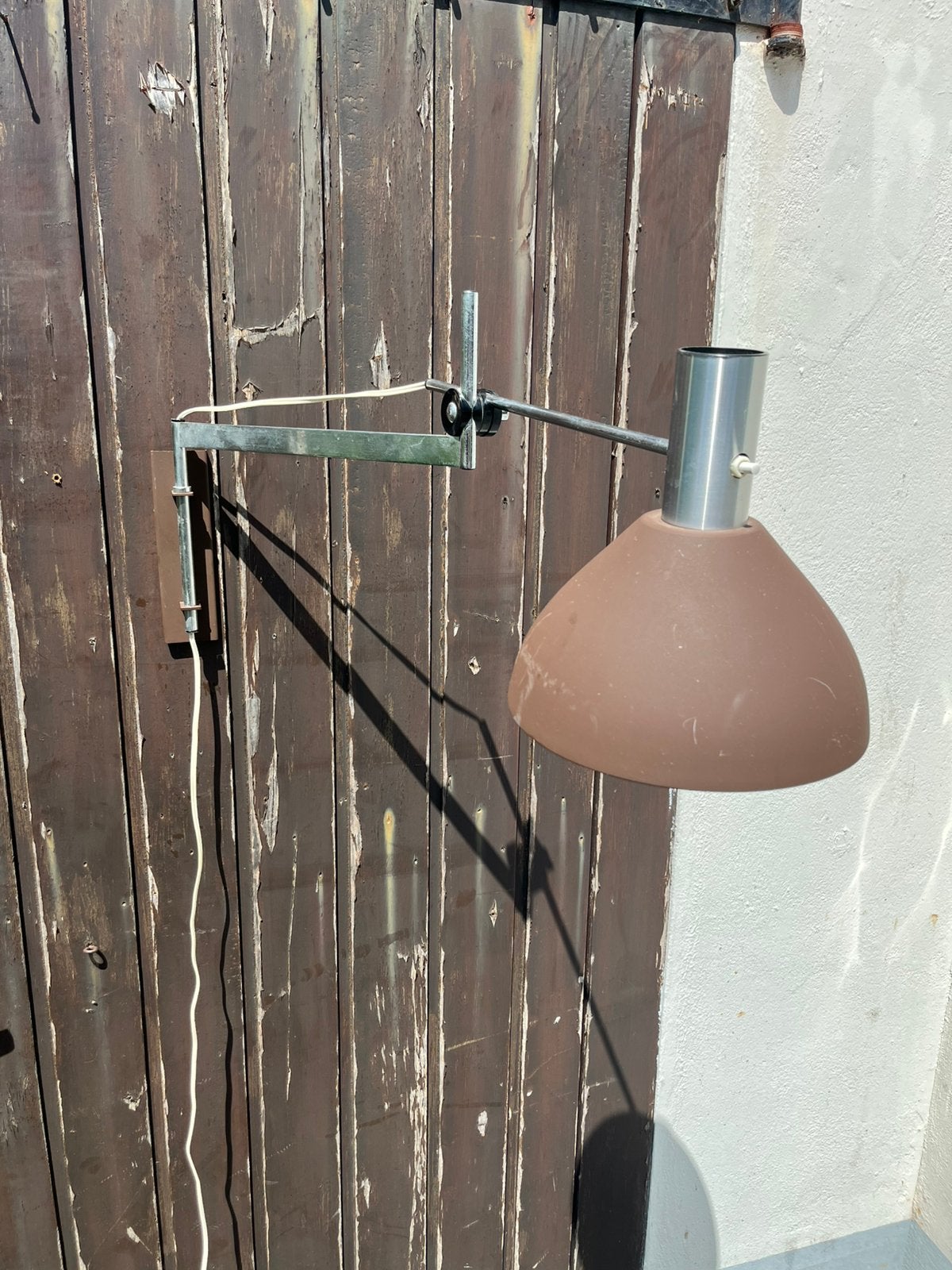 Dijkstra wandlamp metaal bruin chroom dutch design vintage, Ophalen of Verzenden, Zo goed als nieuw, Metaal