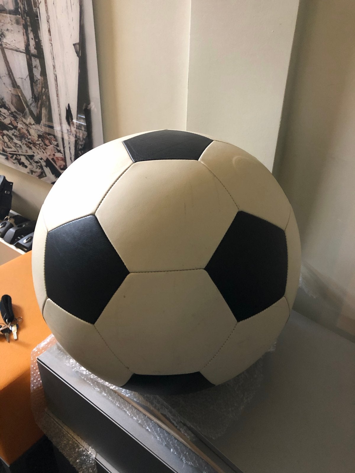 Grote Studio Job Playtime Montis Voetbal Poef/Zitzak, Ophalen, Leer, Overige stijlen, Gebruikt