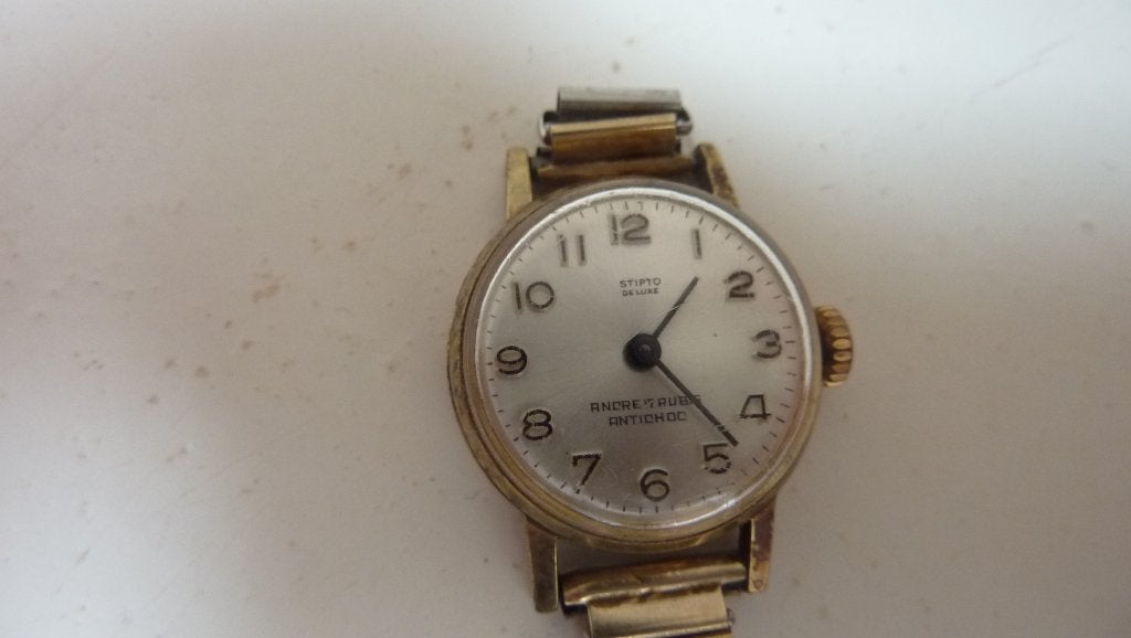 Vintage Stipto de Luxe dames horloge, Overige merken, Staal, Gebruikt, Staal