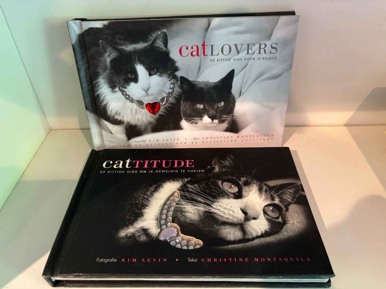 2 Kattenboeken: Catlovers & Cattitude - Kim Levin, Ophalen of Verzenden, Gelezen, Katten