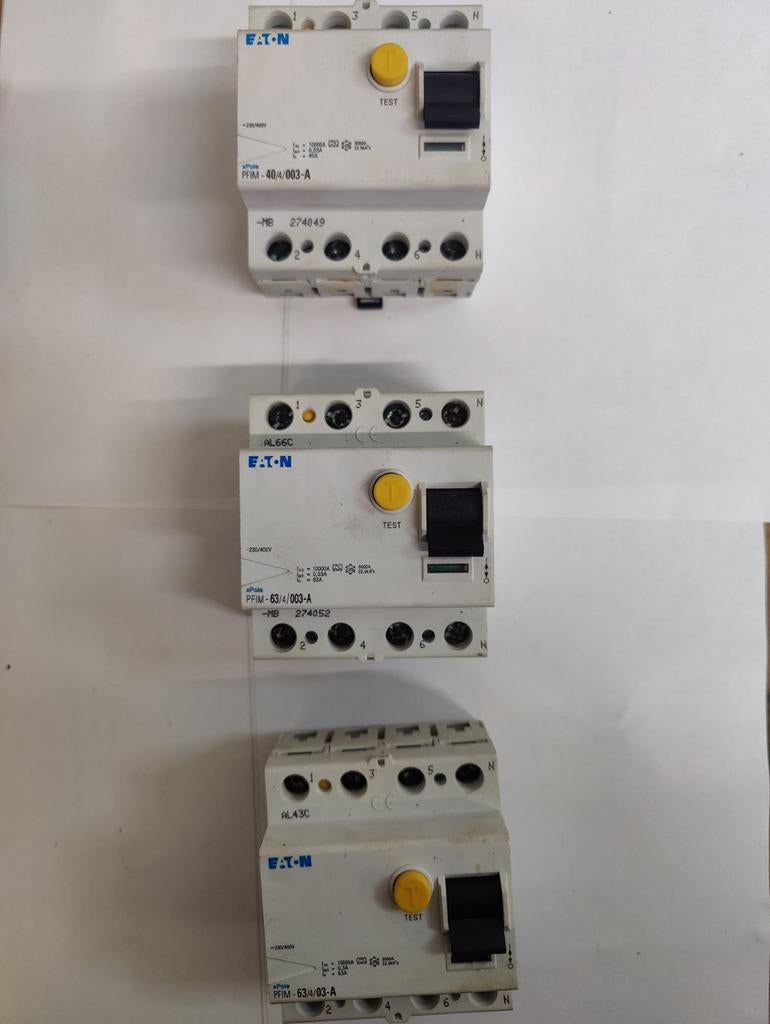 Eaton aardlekschakelaars 40A/0,03A (30mA) & 63A (30 /300mA), Ophalen of Verzenden