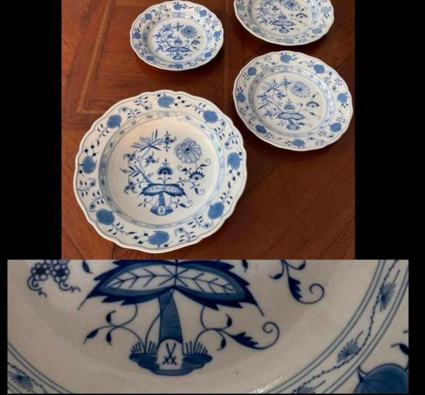 Set Meissen porselein borden schotel schaal met merk., Antiek en Kunst, Antiek | Servies los, Ophalen
