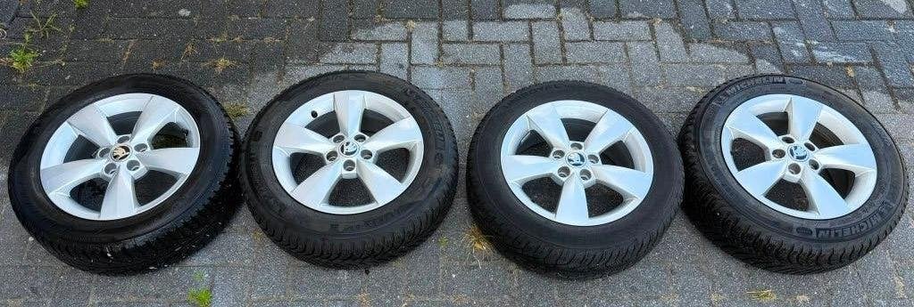 Originele Škoda 15 inch velgen met winterbanden, Auto-onderdelen, Banden en Velgen, Ophalen, Gebruikt, 15 inch, Velg(en)