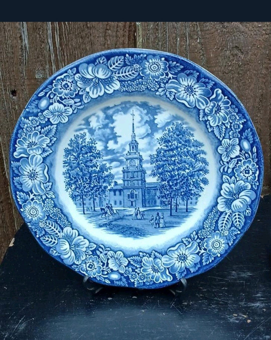 Vintage Liberty Blue Independence Hall Bord, Ophalen of Verzenden