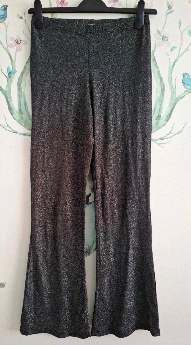 Vila flared broek met glitter, maat M, Zwart, Vila, Lang, Gedragen
