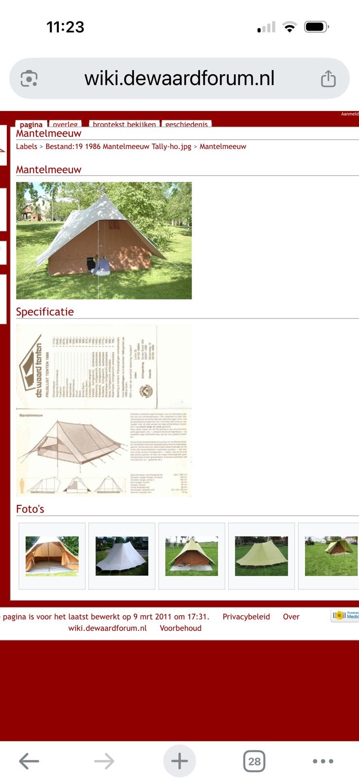 De Waard Mantelmeeuw tent, Ophalen, Gebruikt, Tot en met 4