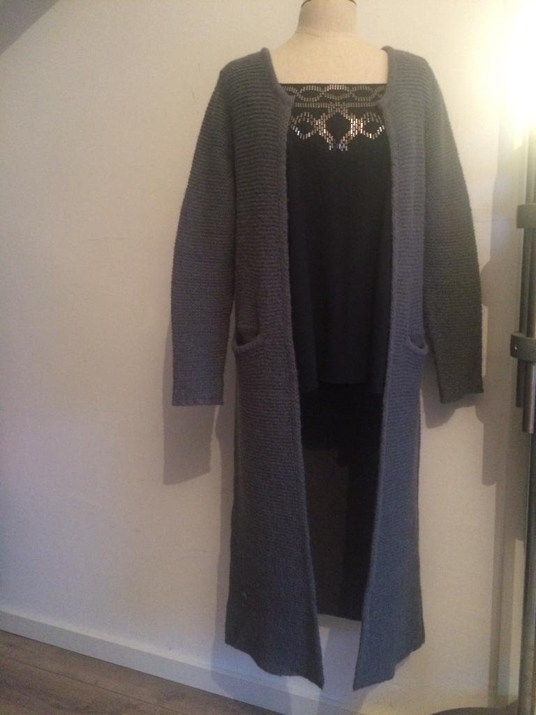 Blaumax lang vest met zakken grijs blauw S= S/36 - M/38, Maat 38/40 (M), Verzenden, Blaumax, Grijs