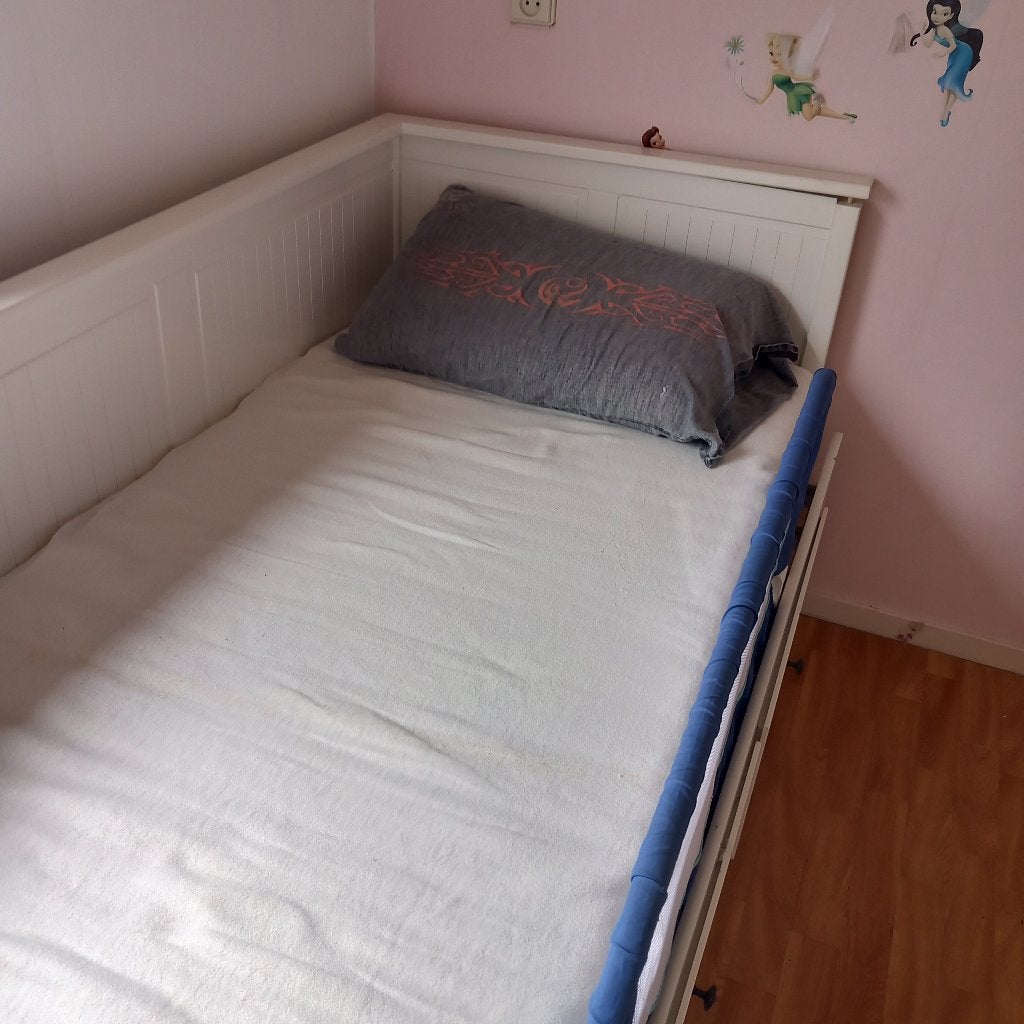 zitbank,, tweepersoonsbed en opbergruimte - in één meubel!, 90 cm, Wit, Tweepersoons, Ophalen of Verzenden