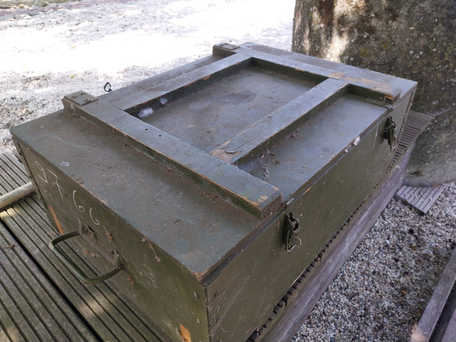 Zware kwaliteit houten legerkist 76x54x30cm, Ophalen, Landmacht, Nederland, Kist of Geocache