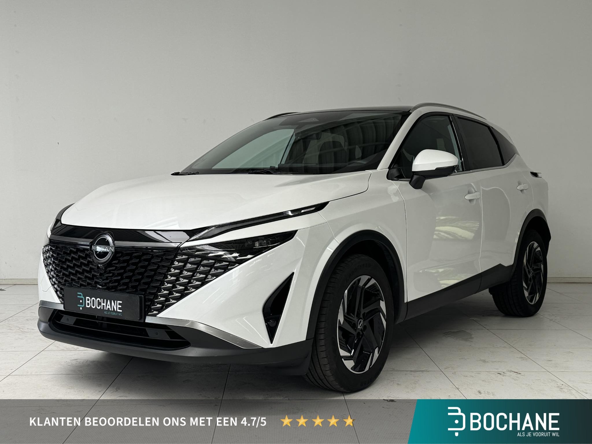 Nissan Qashqai 1.3 MHEV Xtronic N-Connecta | Navigatie | 360, Auto's, 4 cilinders, Met garantie (alle), Leder en Stof, Wit